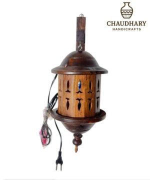Hand-Carved Wooden Wall Lamp