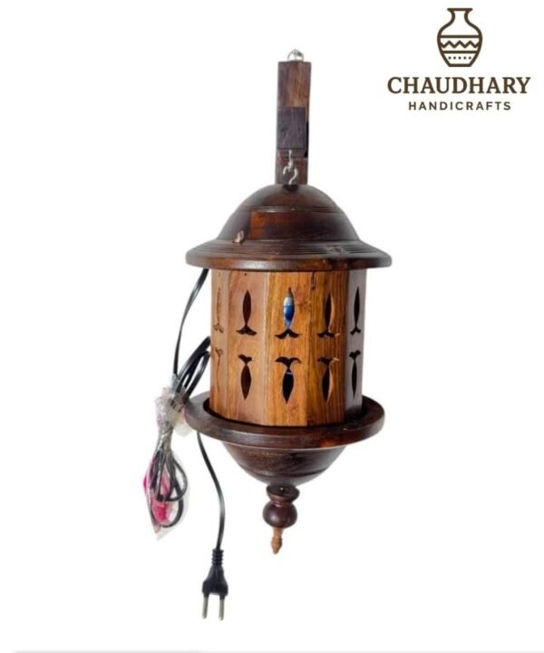 Hand-Carved Wooden Wall Lamp