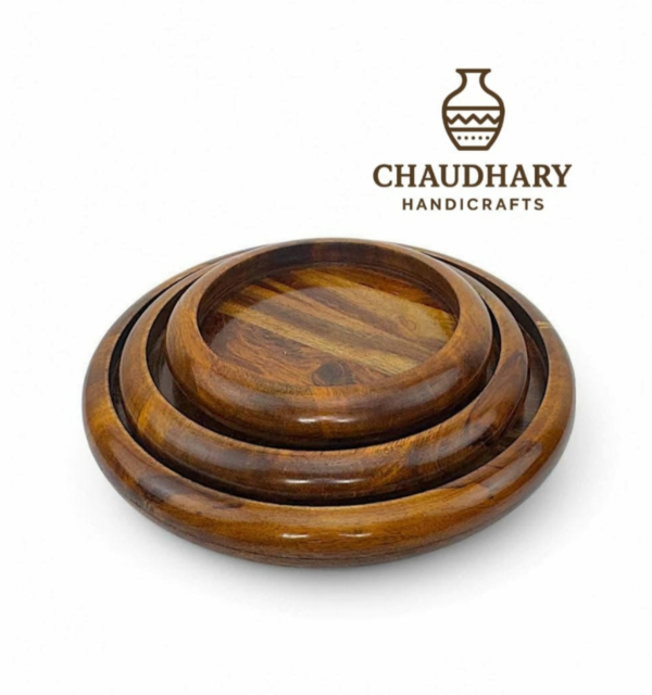 3 Pieces Wooden Plate set