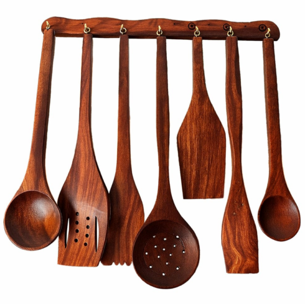 8 Pcs Handmade Wooden Cooking Spoon Set