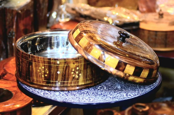 Hand Made Wooden Hot Pot With Steak Bowl