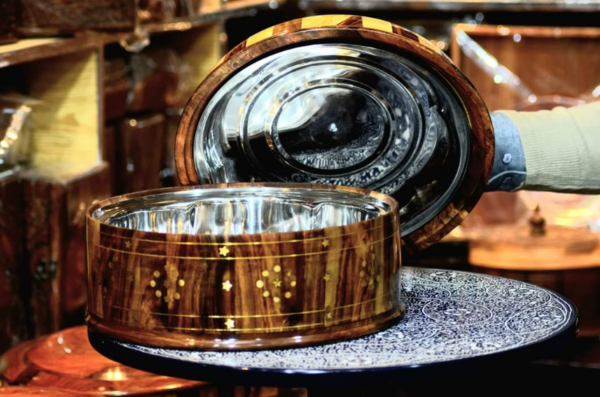 Hand Made Wooden Hot Pot With Steak Bowl