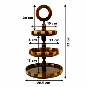 Handcrafted Sheesham Wood 3 Tiered Fruit Cupcake Stand