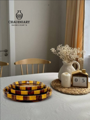 Wooden 3 Piece Plate Set