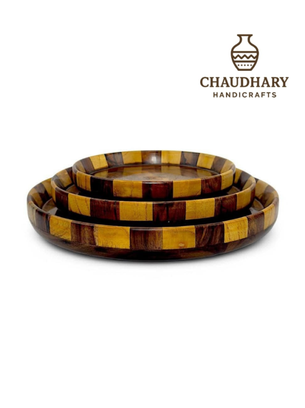 Wooden 3 Piece Plate Set