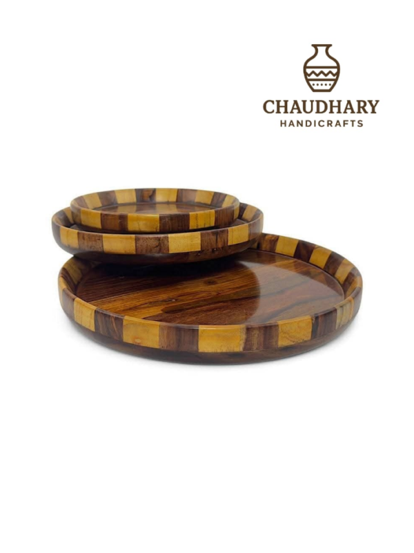 Wooden 3 Piece Plate Set