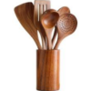 Wooden Spoon Set 7 piece with holder