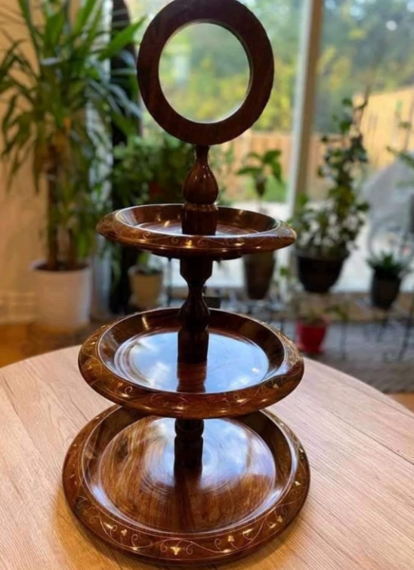 Wooden Cup Cack Stand with brass work