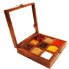 Wooden Spice Box with Transparent Glass Lid on Top Multipurpose Moveable Containers with Spoon