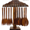Wooden spoon set with hanging stand