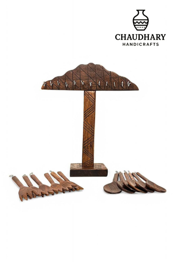 Wooden spoon set with hanging stand