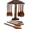 Wooden spoon set with hanging stand